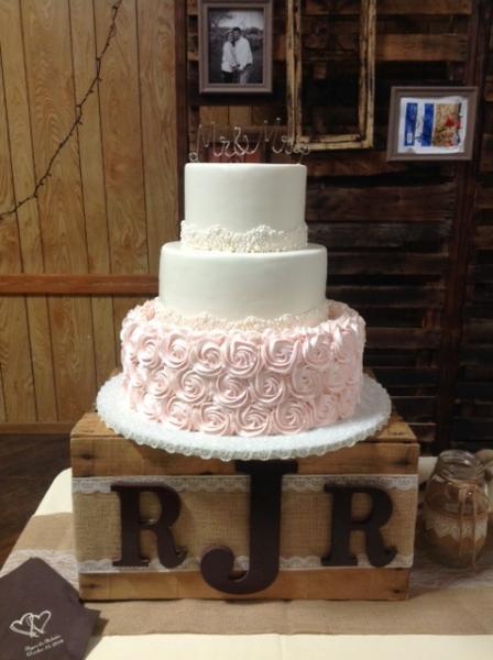 Pink And White Wedding Cake