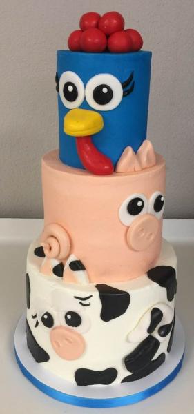 Rooster, Pig, & Cow Cake